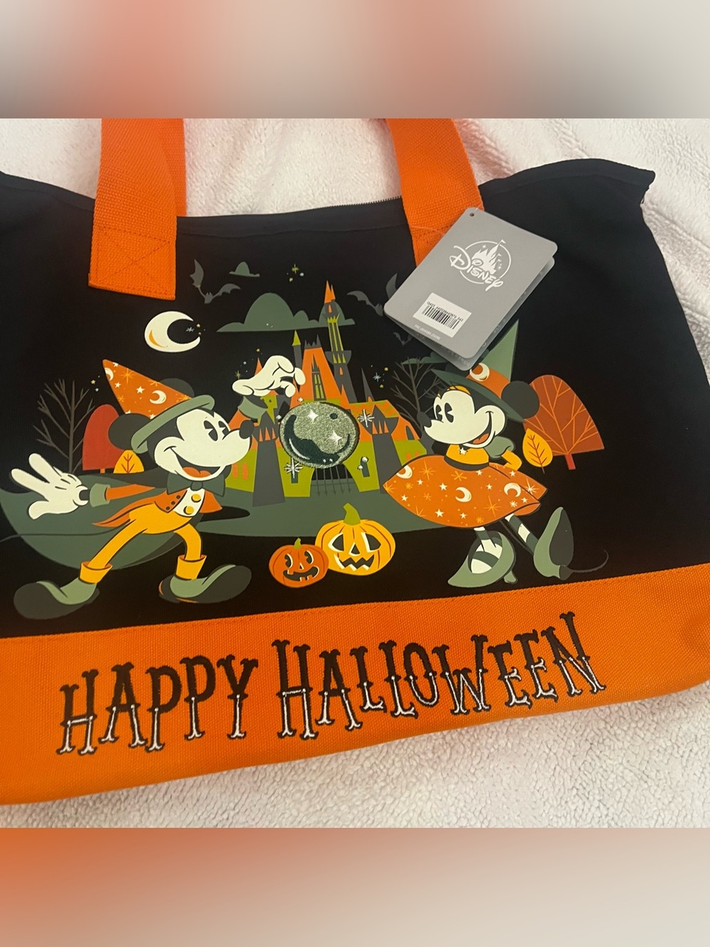Disney Halloween Tote Bag in Black and Orange with Mickey & Minnie